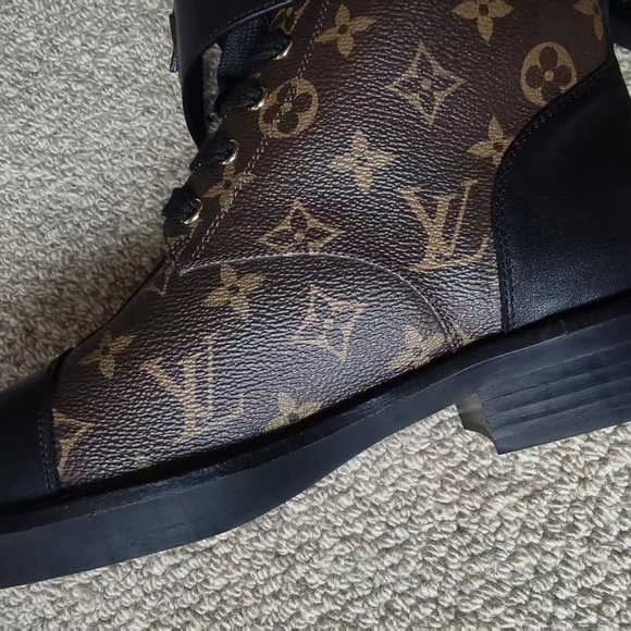 Louis Vuitton Black and Brown Monogram Ankle Boots - Picture 5 of 8